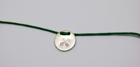 sterling silver friendship charm on cotton cord wish bracelet