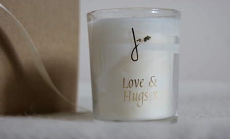 love and hugs candle and blanket