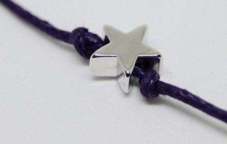 silver star wish bracelet on cotton cord