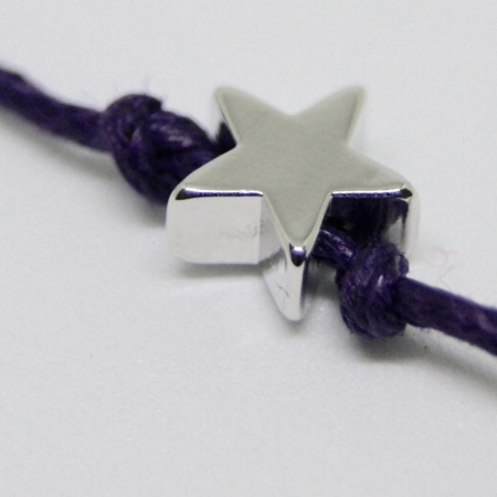 silver star wish bracelet on cotton cord