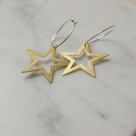 open-star-brass-hoop-earrings