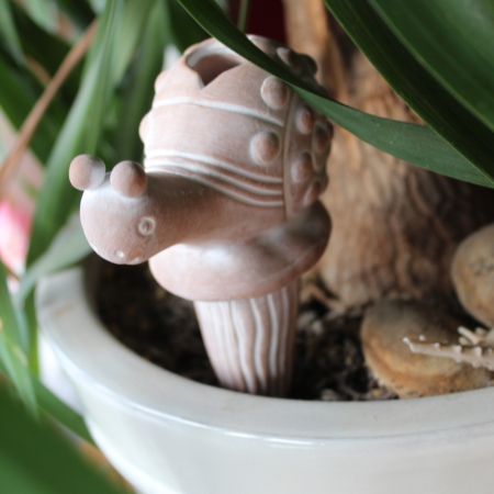 terracotta-snail-water-spike in-plant-pot